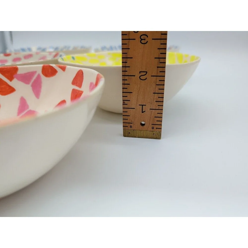 180 Degree Melamine Cereal Bowls Abstract Set Of 5